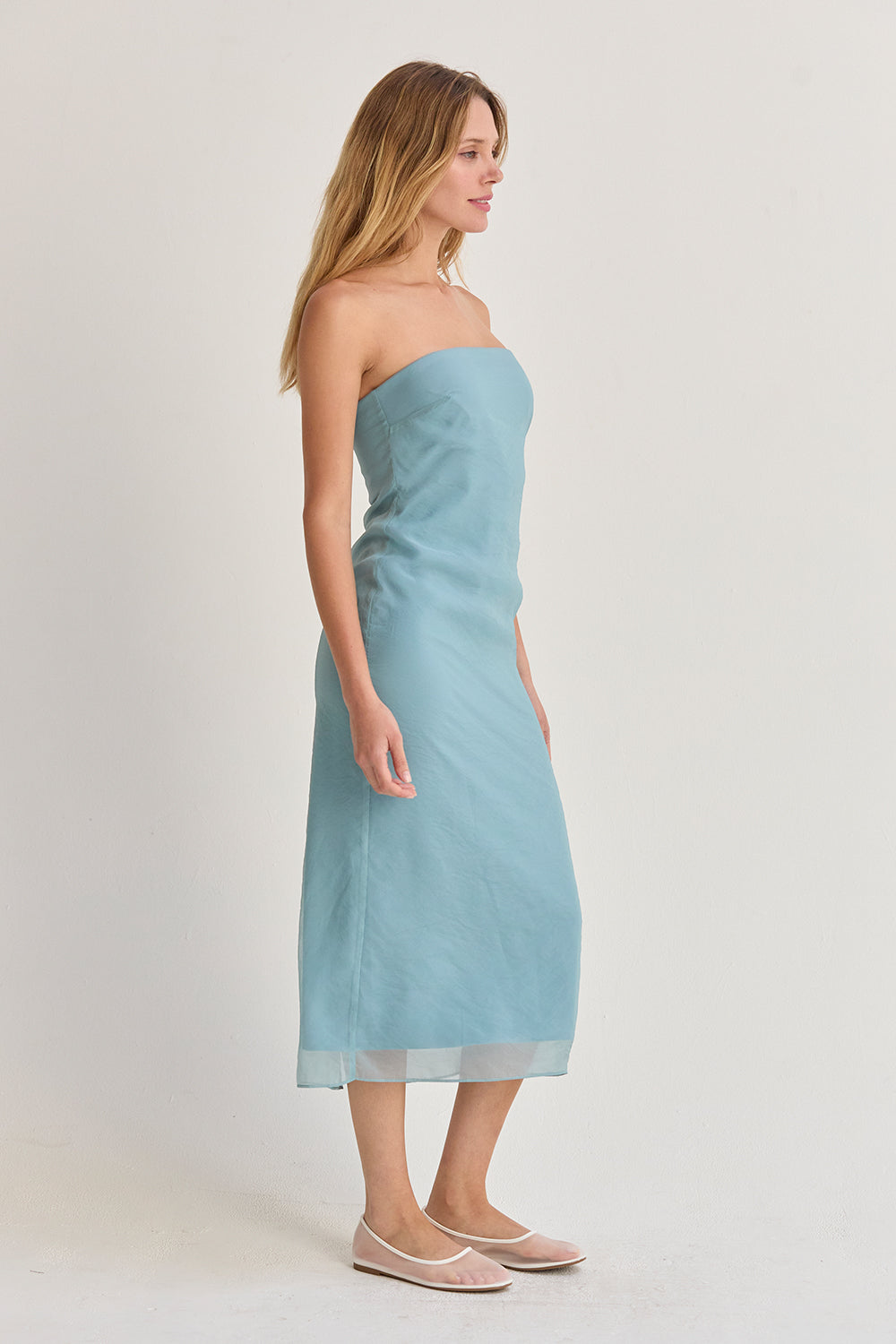 Zeah Organza Tube Midi Dress