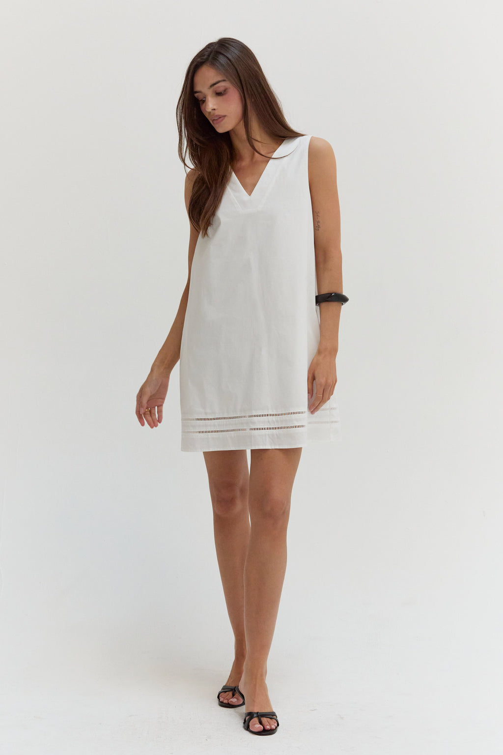 Reese Lattice Trim Poplin Mini Dress