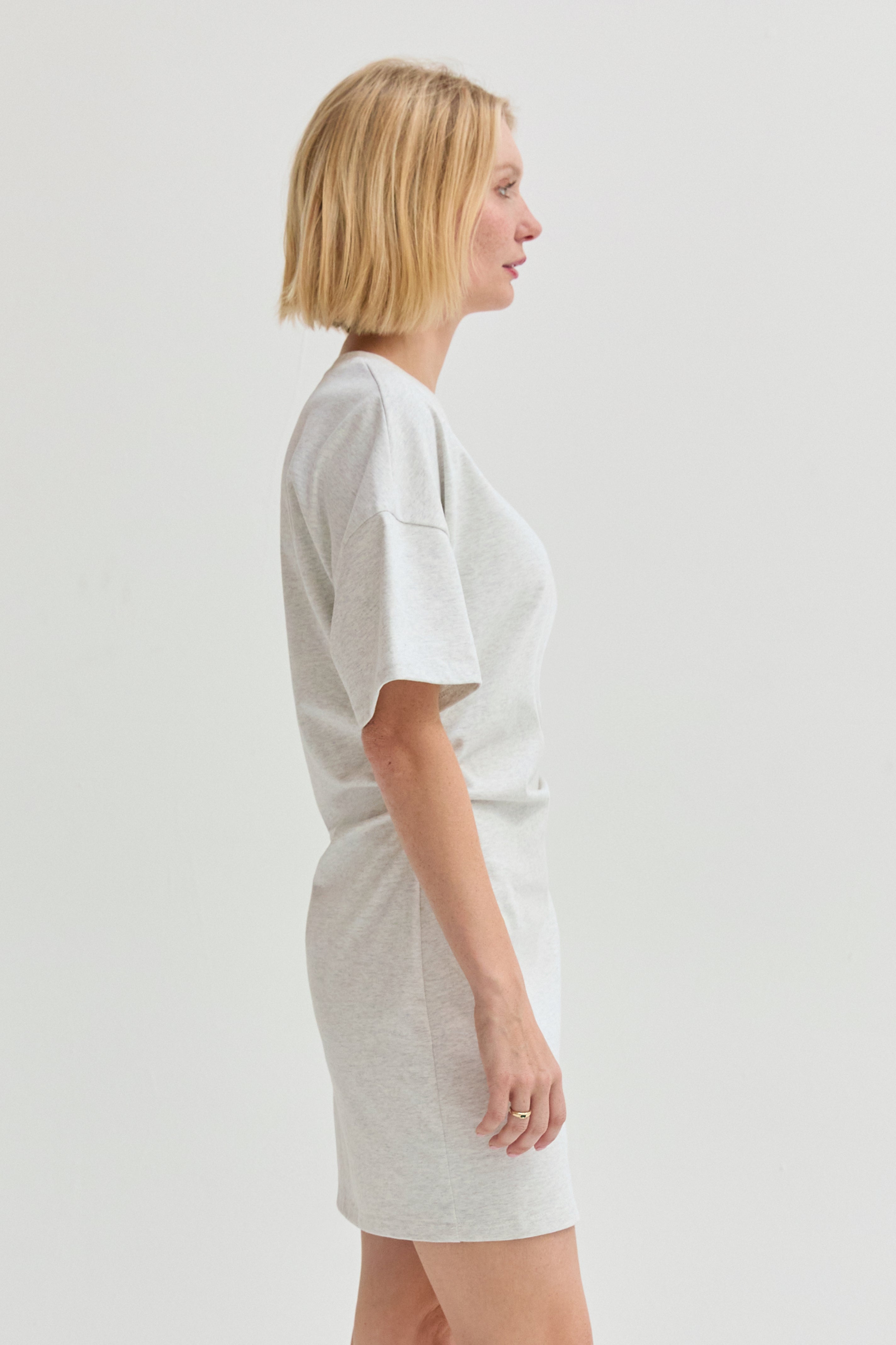 Erin Elbow Sleeve Ruched T-shirt Mini Dress