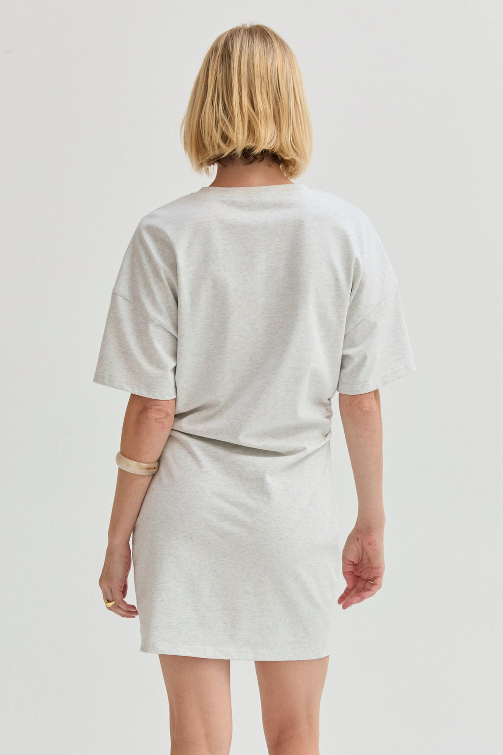 Erin Elbow Sleeve Ruched T-shirt Mini Dress