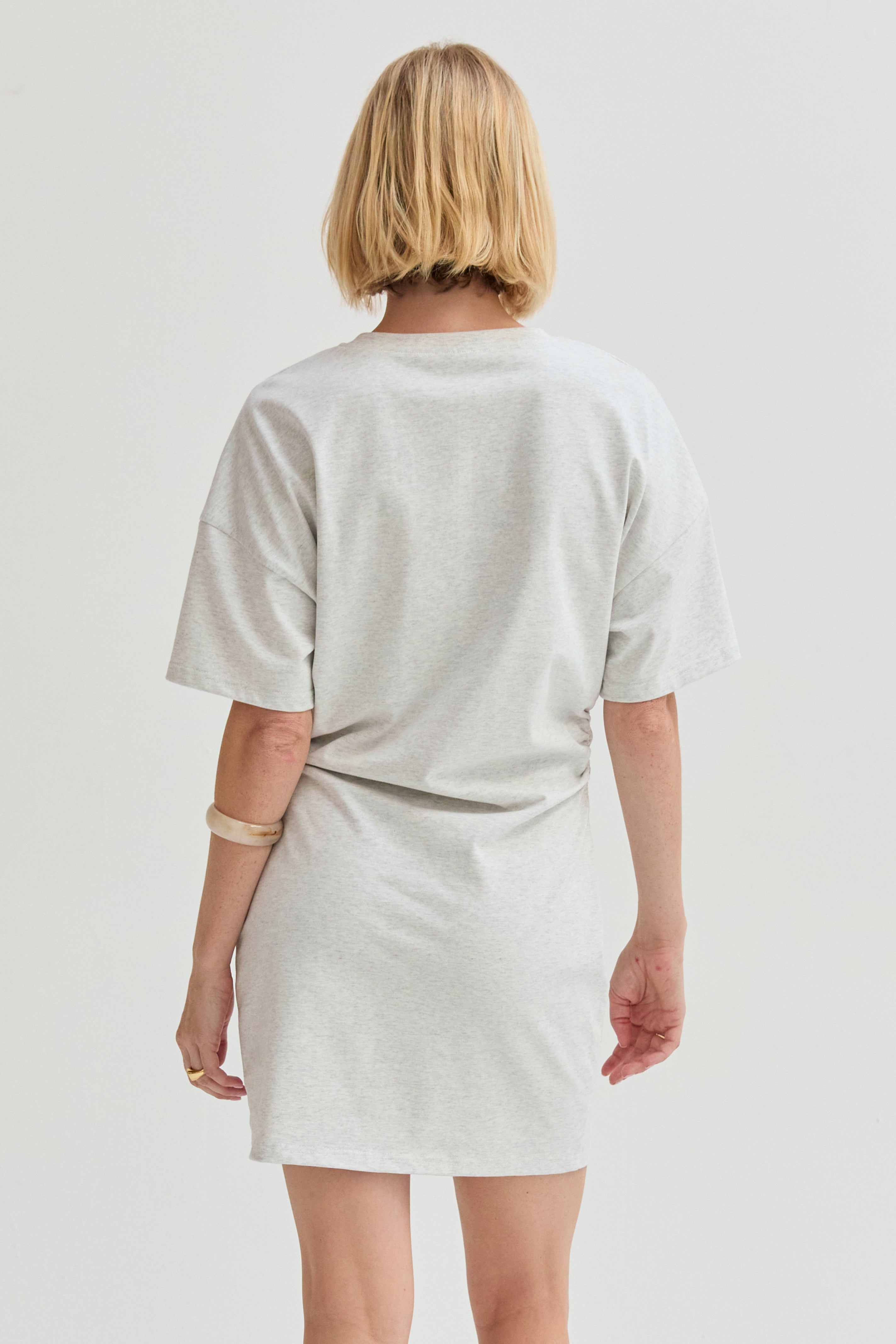 Erin Elbow Sleeve Ruched T-shirt Mini Dress